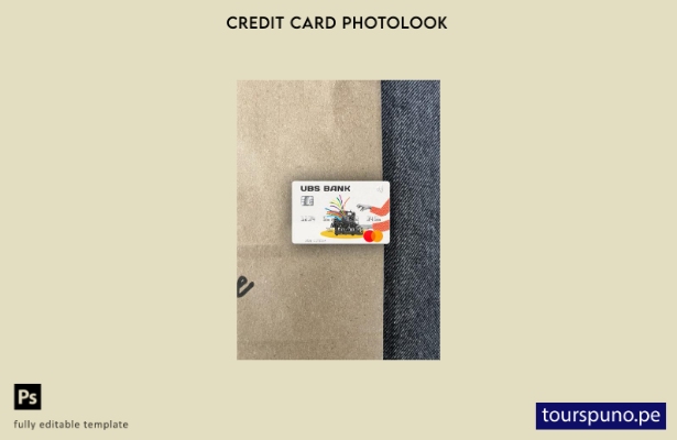 listo para imprimir plantilla frontal de aspecto fotográfico de mastercard de UB